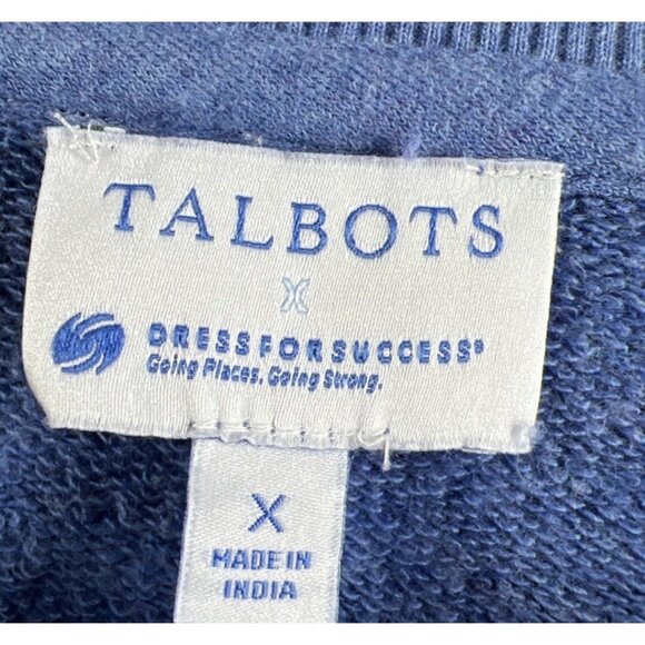 Talbots Women's Sweatshirt Size XL Inspire Solid Blue Puff Long Sleeves Fleece - Picture 3 of 7